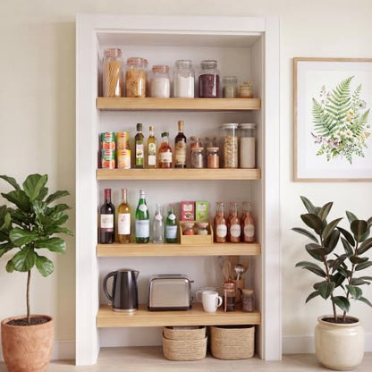 Solid Pine Wire Shelf Covers, 16" D x 30" L, Tool-Free Pantry Rack