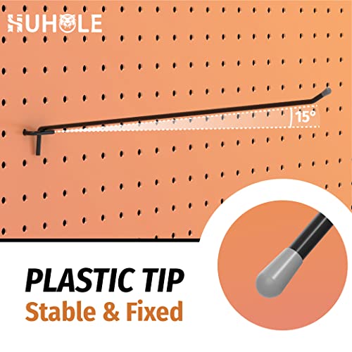 HUHOLE 25 Pack 12 Inch Black Pegboard L Hooks for 1/4 Inch Pegboard - size: 12 Inch