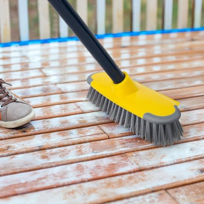 Deck Brush with Long Handle, 50'' Floor Scrub Broom for Shower, Patio
