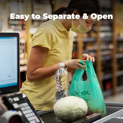FMP Brands Eco Biodegradable Plastic Grocery Bags with Handles