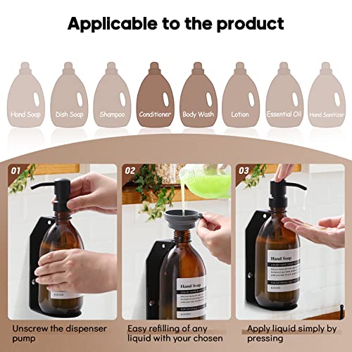 Glass No-Drill Wall Mounted Shower Soap/Hand Soap Dispenser with Adjustable Stainless Steel Holder for Bathroom and Kitchen-(Black 3 Chamber) - color: Stainless Steel
