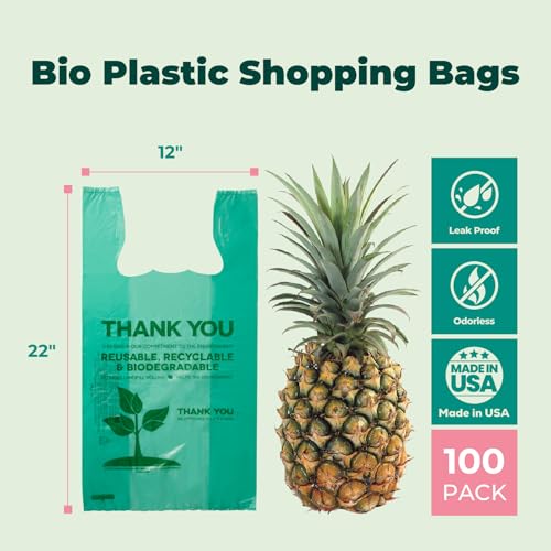 FMP Brands Eco Biodegradable Plastic Grocery Bags with Handles