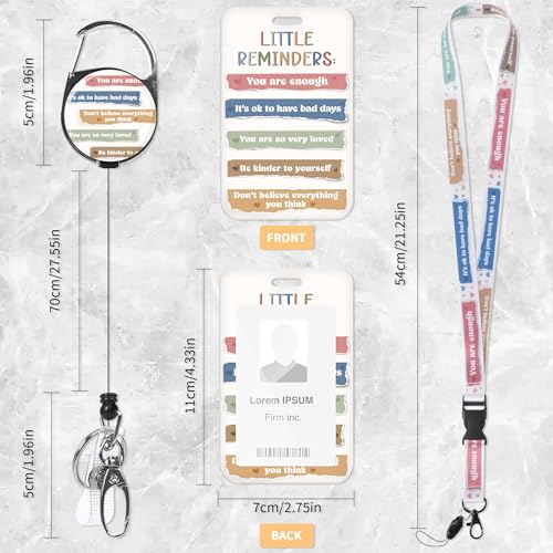 Positive Reminder Lanyard with ID Badge Holder and Retractable Badge Reel - color: Positive Quotes