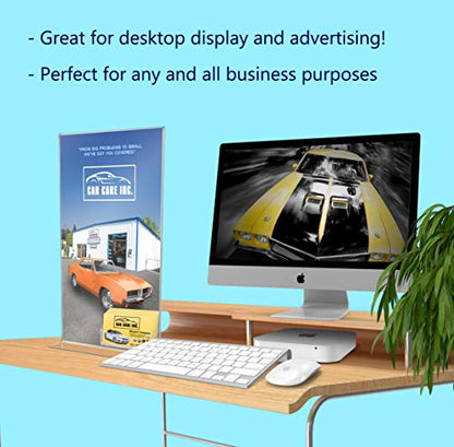 Marketing Holders Acrylic Sign Holder 11" x 17" with Trifold Pocket for 4 Inch Wide Event Advertisements Display Frame Flyer Tall Sign Plastic Specials Slant Back Patio Display Table Stand - size: Side Load 11"w x 17"h w/TriFold Pocket