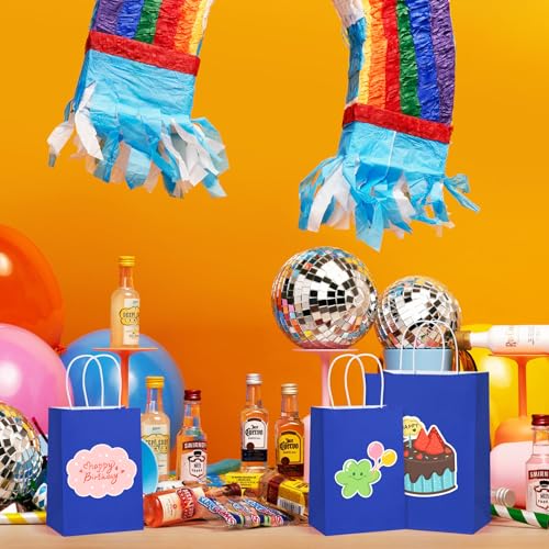 BagDream Gift Bags with Handles 5.25x3x8 Inch Royal Blue 100 Pack Bulk - color: Royal Blue