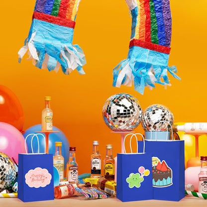 BagDream Gift Bags with Handles 5.25x3x8 Inch Royal Blue 100 Pack Bulk - color: Royal Blue