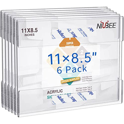 NIUBEE Acrylic Sign Holder 8.5 x 11 Wall Mount, Door Paper Flyer Display - size: 8.5x11"