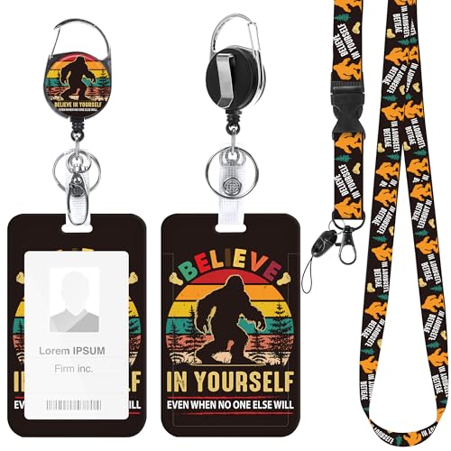 Bigfoot Lanyard with ID Badge Holder and Retractable Badge Reel - color: Bigfoot