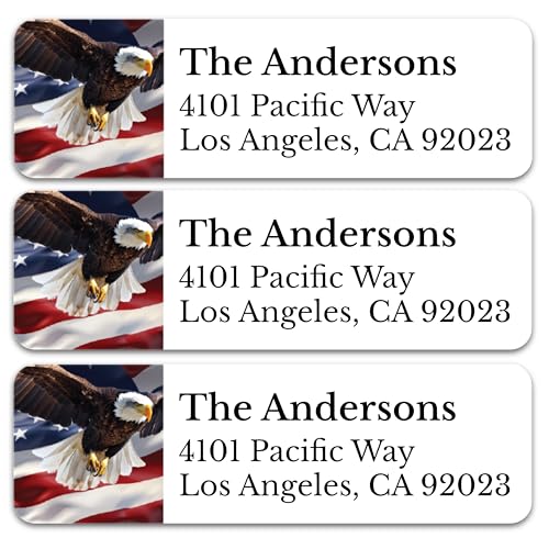 Personalized Patriotic Return Address Labels, Self-Adhesive Address Stickers on Sheets, 50-1000 Labels (Eagle) - color: Eagle