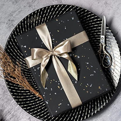 WRAPAHOLIC 30 Inch Black Wrapping Paper Roll - 30 Inch x 16.5 Feet - Black Gold Design with Silky Touch Perfect for Birthday, Holiday, Wedding, Baby Shower - color: Black, size: 30 inch x 16.5 feet