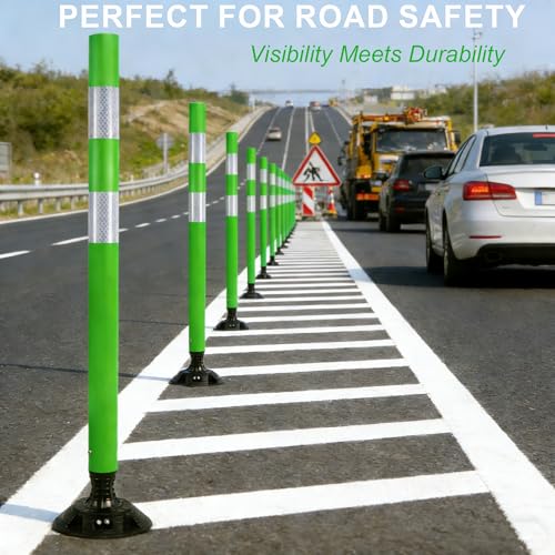 OrangeStar 8-Pack 48" Traffic Cones with Spring Base - color: Green, size: 48 in