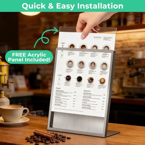 2pack 11"x17" Metal Tabletop Sign Holder with Stainless Steel Frame Menu Board Poster Display Stand for Office Store Restaurant Hotels - size: 2Pack 11"x17"