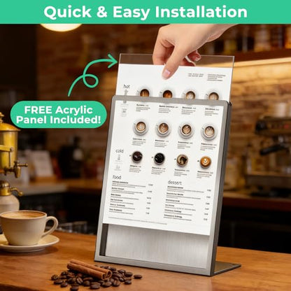 2pack 11"x17" Metal Tabletop Sign Holder with Stainless Steel Frame Menu Board Poster Display Stand for Office Store Restaurant Hotels - size: 2Pack 11"x17"