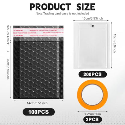 Engrowtic 302 Pcs Card Shipping Set Bubble Mailers, Black, 4 x 6 Inch - color: Black, size: 4 x 6 Inch