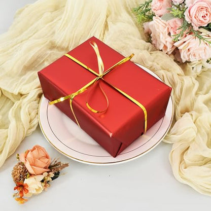 BEISHIDA Red Wrapping Paper Roll, Metal Matte Solid Color Gift Wrapping Paper for Christmas Wedding Graduation Birthday(17inches X 32.8ft) - color: metallicmatte-red