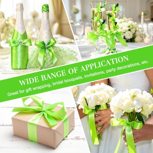 Fluorescent Apple Green Satin Ribbon, 1 Inch, 50 Yards - color: Fluorescent