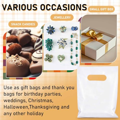 Maitys White 300 Pcs Small Plastic Bags with Handles 5x7 for Business - color: White