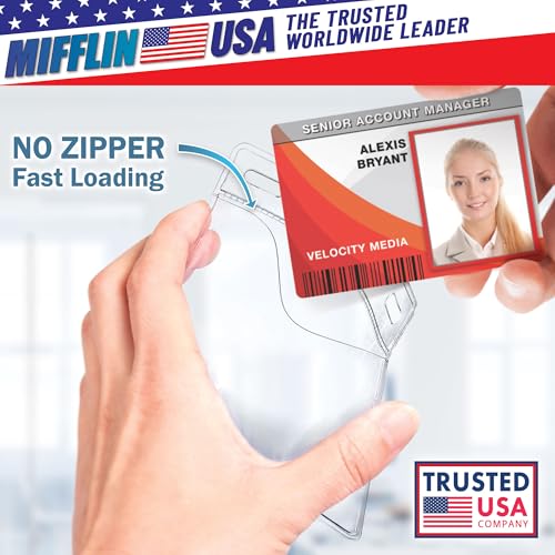 4x3 Horizontal ID Name Badge Holder - Quick Load Zipperless, 100 Pack