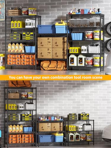 Golpart 6Tier Adjustable Storage Shelves Metal Wire Shelving Standing Shelf - color: Black, size: 6-tier-14"Dx36"Wx72"H