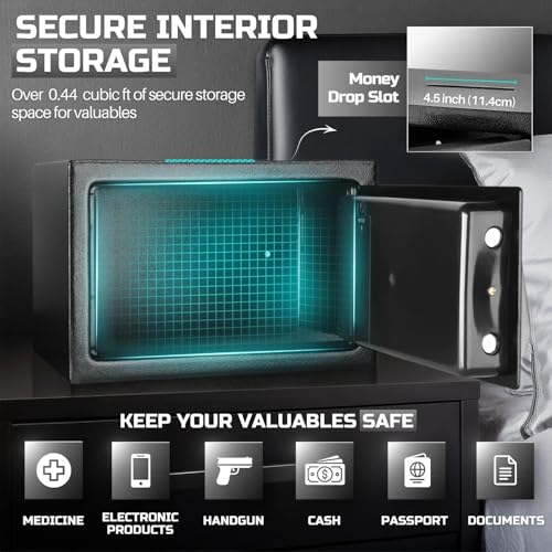 Flexzion Small Drop Safe Box with Digital Keypad, 12 x 8 x 8 in, Black - color: Black, size: Small (0.44 Cubic Feet)