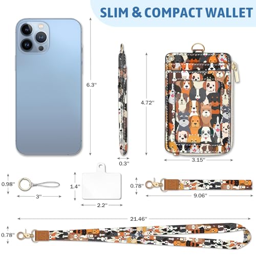 Piefly Cute Dog Lanyard Wallet with ID Badge Holder, Small RFID Keychain - color: Dog