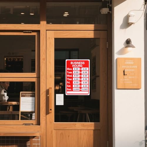 Business Hours Sign, Changeable Operation Times Sign Kit with Matching Sticker & Pen Hangable Writable Store Office Open Closed Hours Boards for Glass Door Window