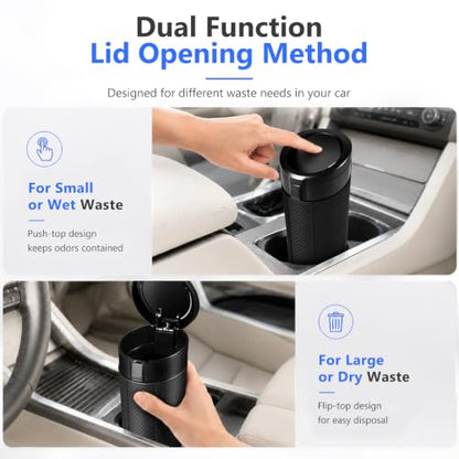 Car Trash Can with Lid, Leakproof, Mini, 2 Pack, Black - color: Black 02