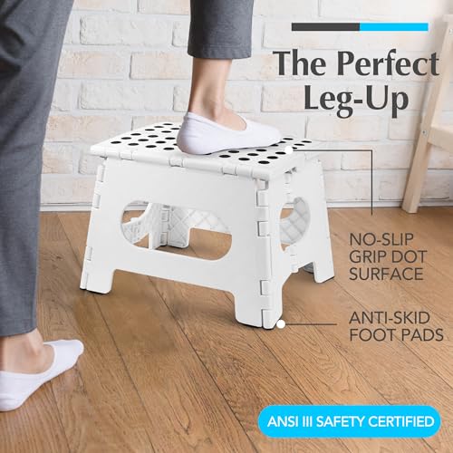 Handy Laundry Folding Step Stool 9 Inch, White, Non-Slip Holds 300 lbs - color: White, size: 9 Inch