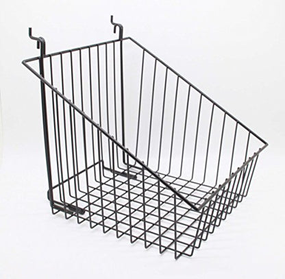 FixtureDisplays® Set of 312" x 12" Metal Gridwall Slatwall Basket w/Hooks - Black
