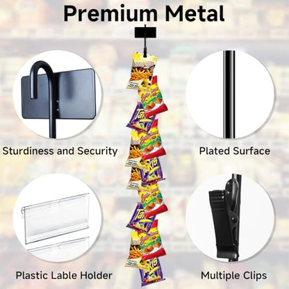 Chip Hanger Strips Hooks Display Hanging with Chip Greeting Card Party Merchandise Vendors Potato Bag Holder Snack - style: 12 clips 4 pack