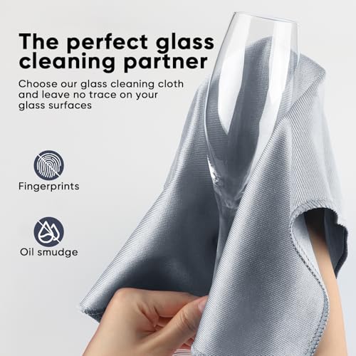 HOMEXCEL Glass Cleaning Cloths 6PK, Streak Free Towel for Windows, 14x16in - color: Grey, size: 14 x 16 Inch