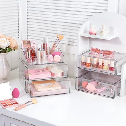 Vtopmart 5 Tier Clear Plastic Makeup Organizer with 4 Drawers - style: 5 Tier