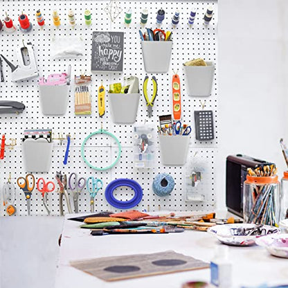 Large Pegboard Cups, 6Pack Peg Board Square Storage Bins With Hooks (Grey) - color: Grey