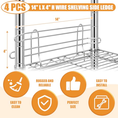 MorningRo 4 Pcs Silver Chrome Wire Shelf Ledge, 14" L x 4" H - color: Silver, size: 14" L X 4" H