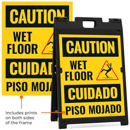 Caution Wet Floor Sign Kit, - size: 18x24 Inches, style: A-frame + 2 Panel Kit