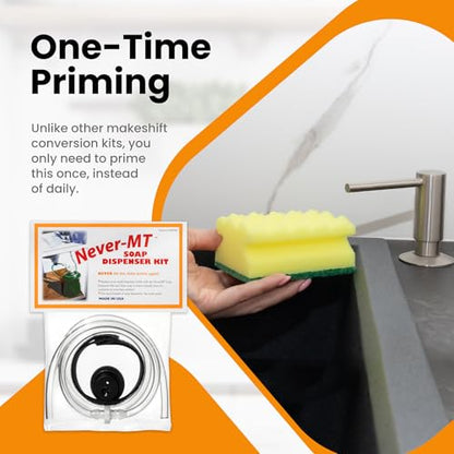 Kitchen Sink Soap Dispenser Extension Tube Kit - Made in The USA - The Original Under Sink Soap Dispenser Conversion Kit - Never Fill The Little Bottle Again!