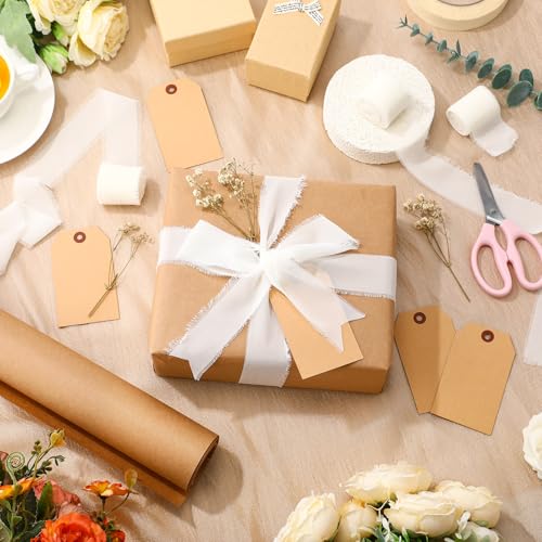 Suncalla 16 Pcs Wrapping Paper Set 16 Inch x 16 ft Elegant Neutral, White - color: White