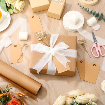 Suncalla 16 Pcs Wrapping Paper Set 16 Inch x 16 ft Elegant Neutral, White - color: White
