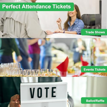 LLIKED 2000 Green Raffle Tickets 1" x 2" Admit One Single Roll - size: 2000 Green