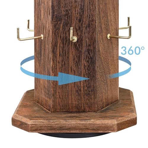 Ikee Design 6-Sided Rotating Jewelry Display Tower, 24 Hooks