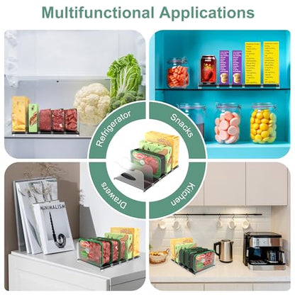 Freezer Organizer,12" Visible Fridge Organizer Rack with Removable Dividers - color: Black
