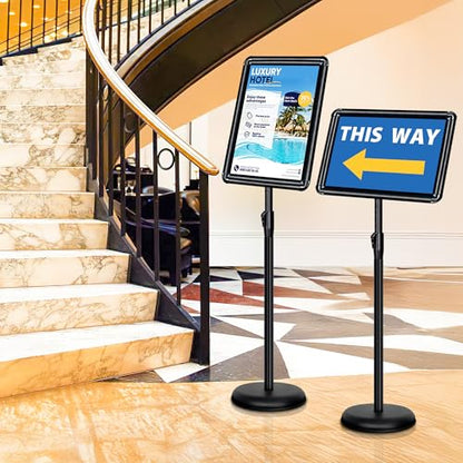 4Pack 11x17 Sign Stand - Adjustable Floor Standing Sign Holder - color: Black, size: 11 x 17 inches(4 Pack）