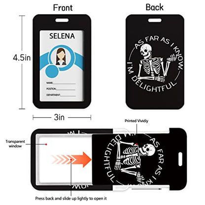 Lanyard, Id Badge Holder，Teacher Card Retractable Reel Xray Skull - color: I'm Delightful