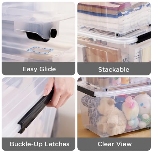 Citylife 54 Quart Large Clear Plastic Storage Bins with Lids 6-Pack - color: Clear White, size: 54 QT-6 Packs