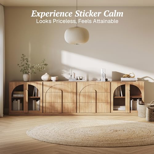 BELLEZE Bijou 4-Piece Modular Sideboard Buffet Cabinet - Camel - color: Bijou Camel Aacc