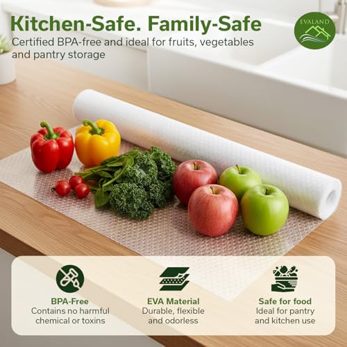 EVALAND Shelf Liner Cabinet Liner Non-Adhesive Drawer Liner 17.7 in x 33 FT - color: Clear, size: 17.7"W x 394"L Thickened