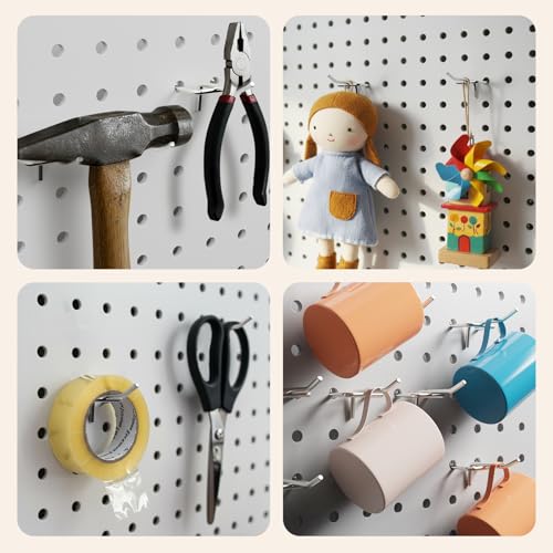 JEAWIWI 120 Pack Metal Pegboard Hooks, 2 Inch, Fit 1/4 & 1/8 in Peg Board - color: Silver, size: 2in 120pcs