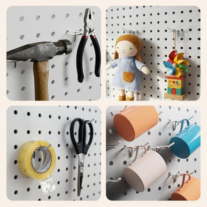 JEAWIWI 120 Pack Metal Pegboard Hooks, 2 Inch, Fit 1/4 & 1/8 in Peg Board - color: Silver, size: 2in 120pcs