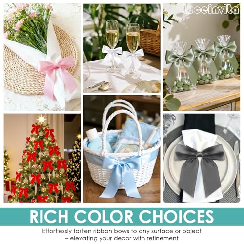 4.5" White Satin Ribbon Bows (30 Packs) - color: White, size: 4.5 Inch - 30pcs