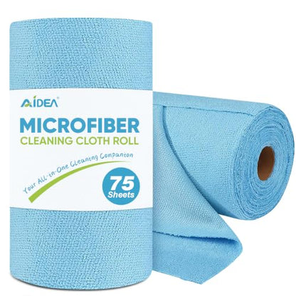 AIDEA Microfiber Cleaning Cloth Roll-75PK, Shop Rags Blue 11.5"×11.5" - color: Blue